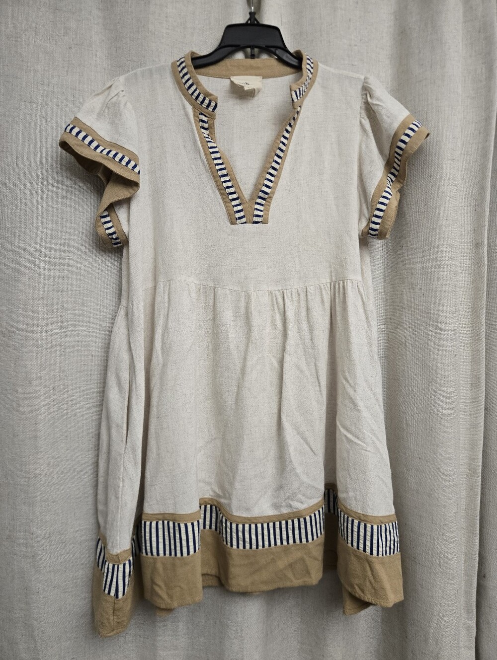 Umgee Linen Blend Coastal Boho Tunic Dress Small